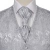 Öltönyök, 130834 Men s Paisley Wedding Waistcoat Set Size 50 Silver