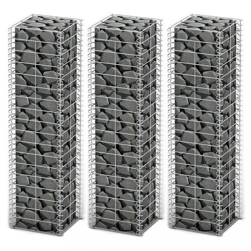 Kerítéspanelek, vidaXL 3 db gabion kosár horganyzott drótból 25 x 25 x 100 cm