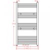 Fűtőradiátorok, Szürke fürdőszobai egyenes törölközőtartó központi fűtéssel 600x1160mm