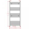 Fűtőradiátorok, Szürke fürdőszobai íves törölközőtartó központi fűtéssel 500x1160 mm