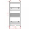 Fűtőradiátorok, Fekete fürdőszobai egyenes törölközőtartó központi fűtéssel 500x1160mm