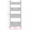 Fűtőradiátorok, Fekete fürdőszobai íves törölközőtartó központi fűtéssel 500x1160 mm