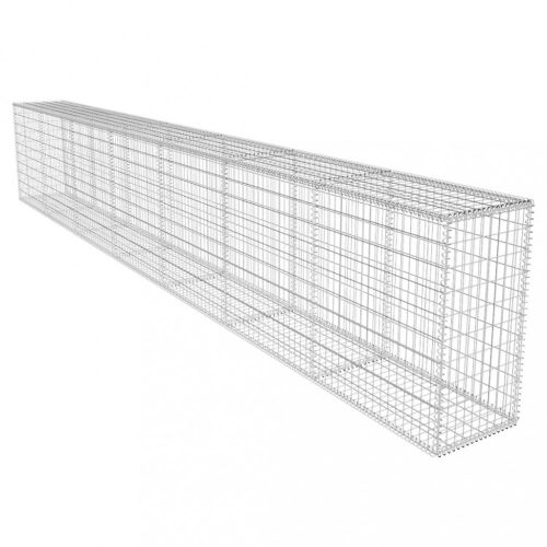 Kerítéspanelek, vidaXL horganyzott acél gabion fal fedéllel 600 x 50 x 100 cm