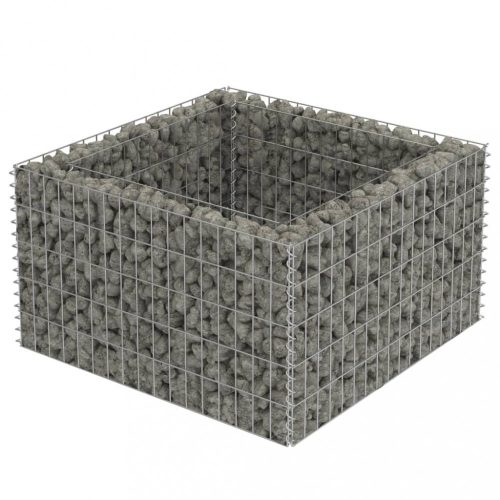 Virágcserepek és kaspók, vidaXL horganyzott acél gabion magaságyás 90 x 90 x 50 cm