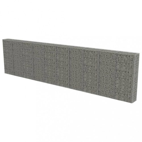 Kerítéspanelek, vidaXL horganyzott acél gabion fal fedéllel 600 x 30 x 150 cm