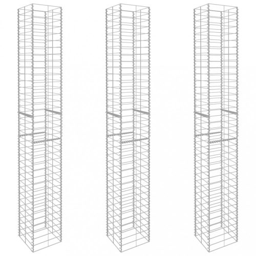 Kerítéspanelek, vidaXL 3 darab horganyzott acél gabion kosár 25 x 25 x 197 cm