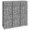 Virágcserepek és kaspók, vidaXL 3 db vas gabion magaságyás 30 x 30 x 100 cm