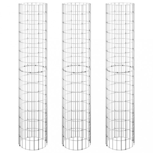 Virágcserepek és kaspók, vidaXL 3 db kör alakú horganyzott acél gabion magaságyás Ø30 x 150