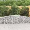 Virágcserepek és kaspók, vidaXL íves horganyzott vas gabion kosár 400x30x60/80 cm