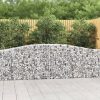 Virágcserepek és kaspók, vidaXL íves horganyzott vas gabion kosár 400x30x80/100 cm