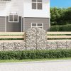 Virágcserepek és kaspók, vidaXL íves horganyzott vas gabion kosár 100x50x120/140 cm