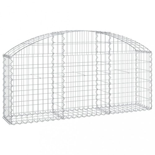 Virágcserepek és kaspók, vidaXL íves horganyzott vas gabion kosár 150x30x60/80 cm