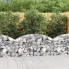 Virágcserepek és kaspók, vidaXL íves horganyzott vas gabion kosár 150x30x60/80 cm