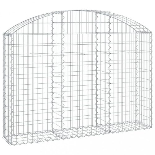 Virágcserepek és kaspók, vidaXL íves horganyzott vas gabion kosár 150x30x100/120 cm