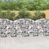 Virágcserepek és kaspók, vidaXL íves horganyzott vas gabion kosár 150x50x100/120 cm