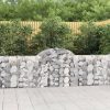 Virágcserepek és kaspók, vidaXL íves horganyzott vas gabion kosár 200x30x80/100 cm