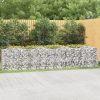 Virágcserepek és kaspók, vidaXL íves horganyzott vas gabion magaságyás 400x50x100 cm