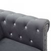 Kanapék, vidaXL szürke 3 személyes bársony Chesterfield kanapé 199x75x72 cm