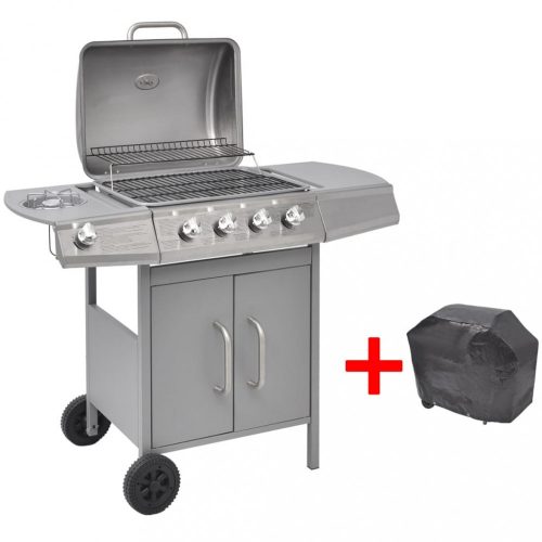 Kültéri grillezők, vidaXL ezüst gáz grillsütő 4+1 főzőfelülettel