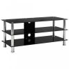 Nappali bútorok, 280092 vidaXL TV Stand Black 90x40x40 cm Tempered Glass