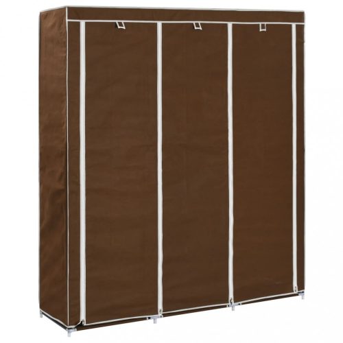 Ruhásszekrények, 282454 vidaXL Wardrobe with Compartments and Rods Brown 150x45x175 cm Fabric