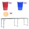 Beer-pong asztalok, vidaXL összecsukható sörpong-asztal poharakkal és labdákkal 240 cm