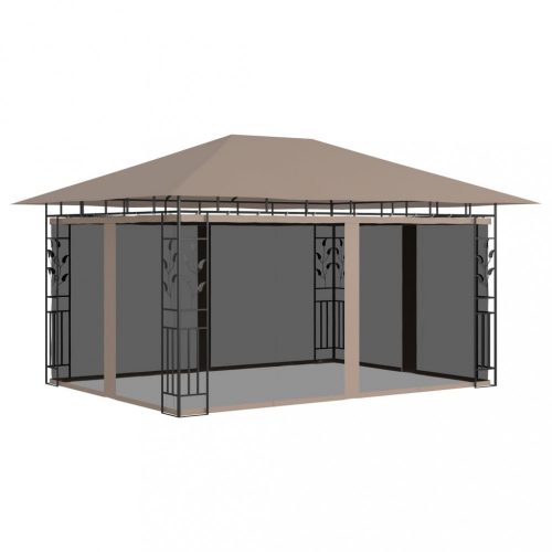 Kerti pavilon és előtető, vidaXL tópszínű pavilon szúnyoghálóval 4 x 3 x 2,73 m 180 g/m²