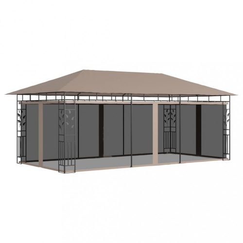 Kerti pavilon és előtető, vidaXL tópszínű pavilon szúnyoghálóval 6 x 3 x 2,73 m 180 g/m²