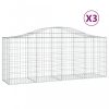 Virágcserepek és kaspók, vidaXL 3 db íves horganyzott vas gabion kosár 200x50x80/100 cm