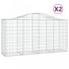 Virágcserepek és kaspók, vidaXL 2 db íves horganyzott vas gabion kosár 200 x 50 x 100/120 cm