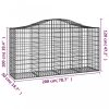 Virágcserepek és kaspók, vidaXL 2 db íves horganyzott vas gabion kosár 200 x 50 x 100/120 cm