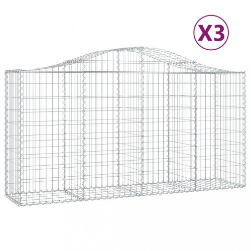 Virágcserepek és kaspók, vidaXL 3 db íves horganyzott vas gabion kosár 200 x 50 x 100/120 cm