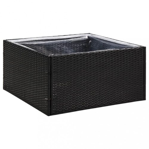 Virágcserepek és kaspók, vidaXL fekete polyrattan kerti ültetőláda 80 x 80 x 40 cm