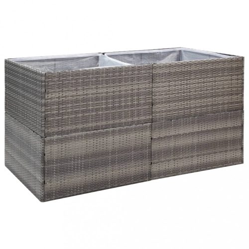 Virágcserepek és kaspók, vidaXL szürke polyrattan kerti ültetőláda 157x80x80 cm