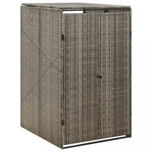 Szeméttároló tartók, vidaXL szürke polyrattan kerekes kukatároló fészer 70 x 80 x 117 cm