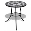 Kerti asztalok, vidaXL fekete és fehér mozaik bisztró asztal 60 cm