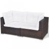 Kerti bútor szett, vidaXL 5-részes barna polyrattan kerti bútorszett párnákkal
