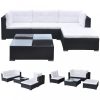 Kerti bútor szett, vidaXL 5-részes fekete polyrattan kerti bútorszett párnákkal