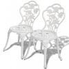 Kerti bútor szett, vidaXL 3 részes fehér öntött alumínium bisztró szett