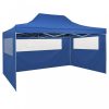 Kerti pavilon és előtető, vidaXL kék összecsukható sátor 4 oldalfallal 3 x 4,5 m