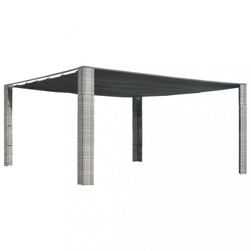 Kerti pavilon és előtető, vidaXL szürke és antracit polyrattan pavilon tetővel 400x400x200 cm