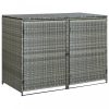 Fészerek, vidaXL antracit polyrattan dupla tároló gurulós kukához 148x77x111 cm