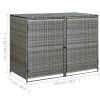 Fészerek, vidaXL antracit polyrattan dupla tároló gurulós kukához 148x77x111 cm