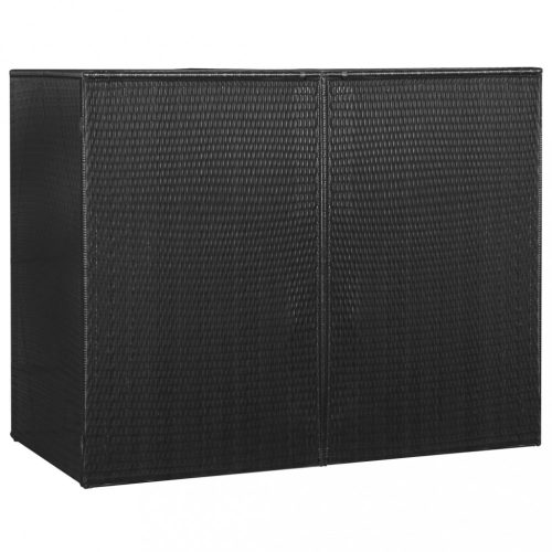 Szeméttároló tartók, vidaXL fekete polyrattan kukatároló 2 db kerekes kukához 153x78x120 cm