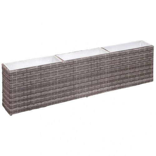 Virágcserepek és kaspók, vidaXL szürke polyrattan kerti magaságyás 3 kaspóval 150 x 20 x 40