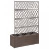 Virágcserepek és kaspók, vidaXL barna rácsos polyrattan magaságyás 3 kaspóval 83 x 30 x 130