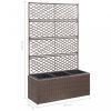 Virágcserepek és kaspók, vidaXL barna rácsos polyrattan magaságyás 3 kaspóval 83 x 30 x 130