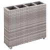 Virágcserepek és kaspók, vidaXL szürke polyrattan kerti magaságyás 4 kaspóval 80 x 22 x 79 cm