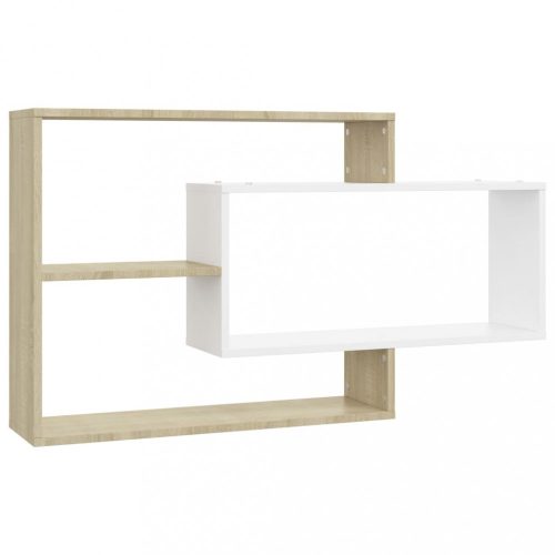 Fali polcok és párkányok, 800329 vidaXL Wall Shelves White and Sonoma Oak 104x20x58,5 cm