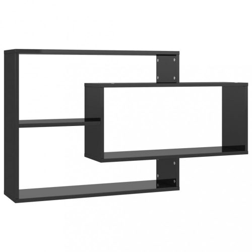 Fali polcok és párkányok, 800331 vidaXL Wall Shelves High Gloss Black 104x20x58,5 cm Chipboard